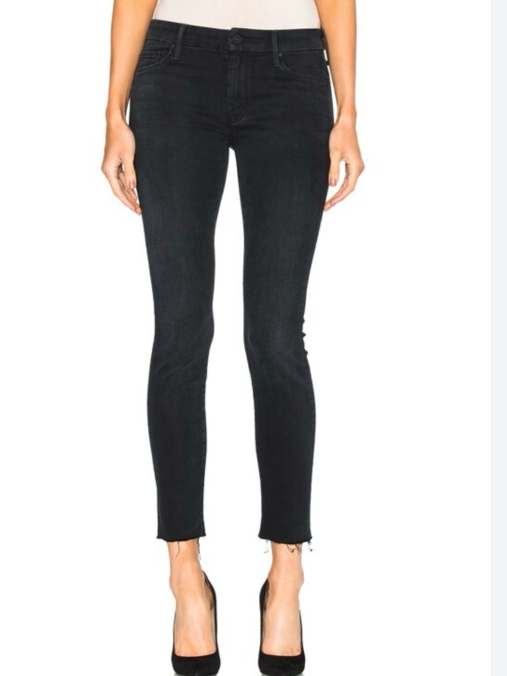 MOTHER Black Skinny High-Rise Jeans